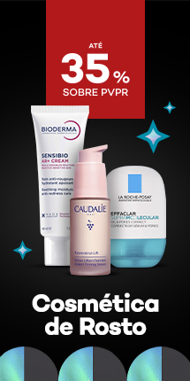 Cosm&eacute;tica Rosto com destaque promocional de at&eacute; 35% sobre pre&ccedil;o de Venda ao P&uacute;blico Recomendado